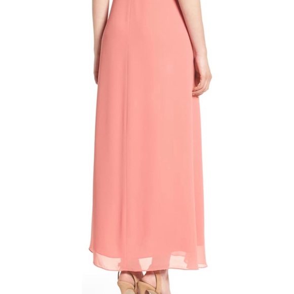 WAYF Ruffle Wrap Gown- Coral Rose Tea - Picture 3 of 6